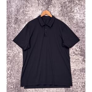Lululemon Snap Front Polo Shirt Large Mens Black Performance